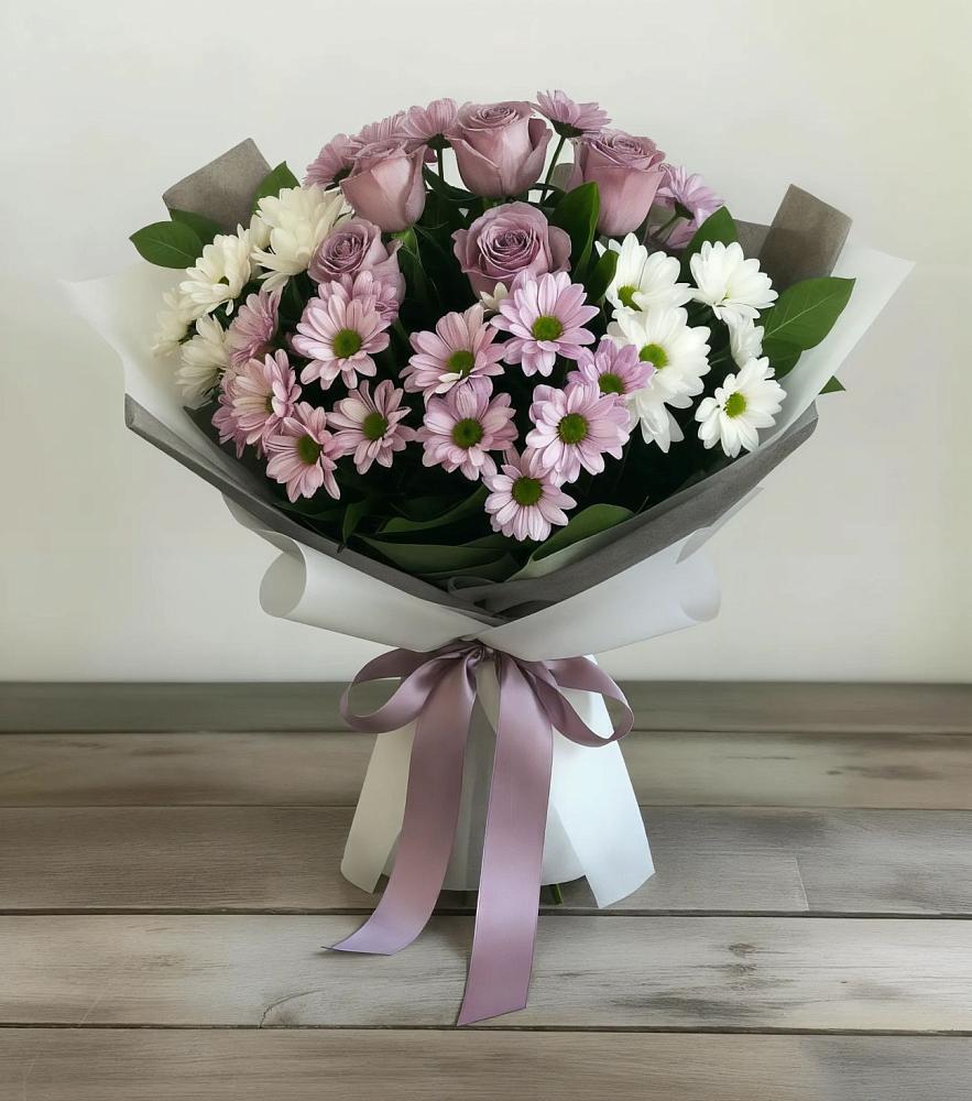 Букет цветов из: Хризантемы и Розы в Бегуницы