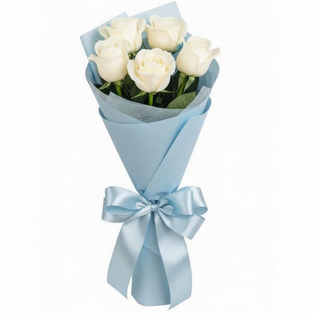 Букет 5 Белых роз Проуд в Бегуницы
