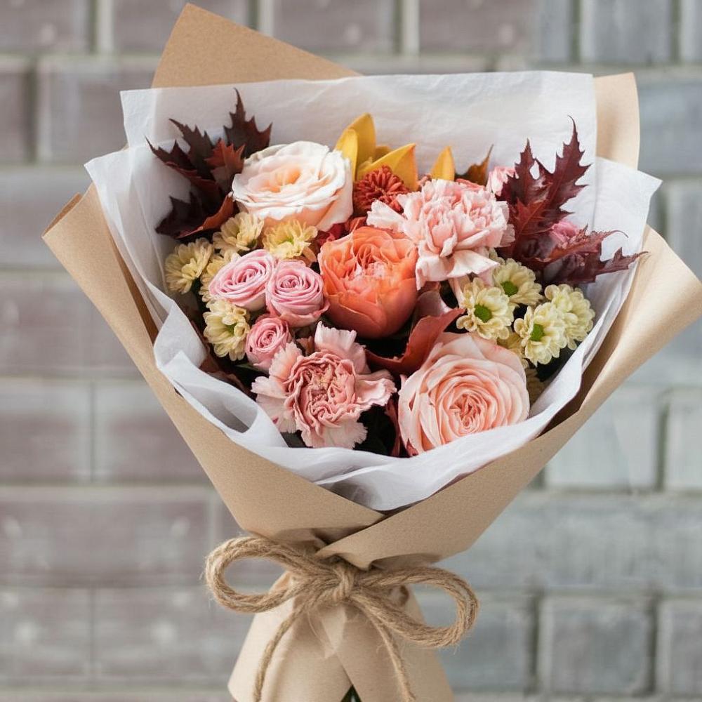 Букет цветов из: Гвоздики, Хризантемы и Розы в Бегуницы