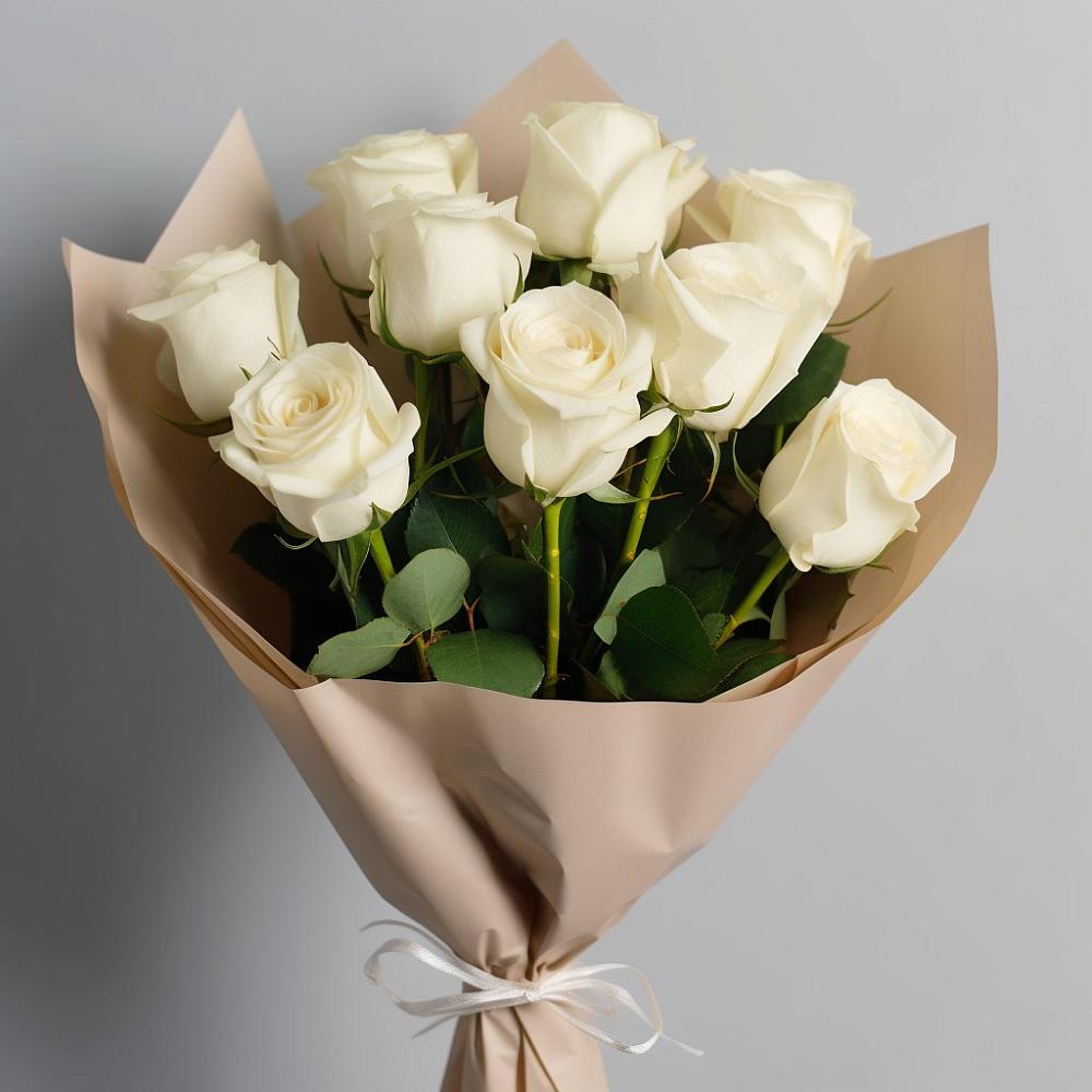 Букет 9 Белых роз Эдлесс Лав в Бегуницы