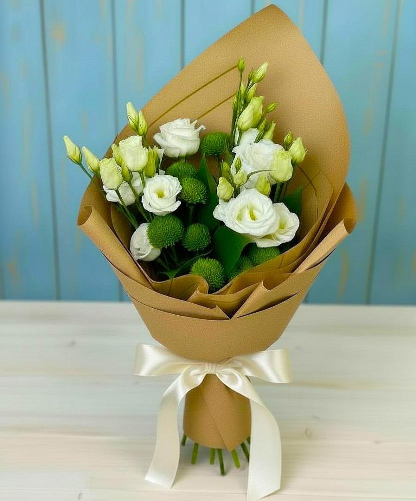 Букет цветов из: Хризантемы и Лизиантусы в Бегуницы