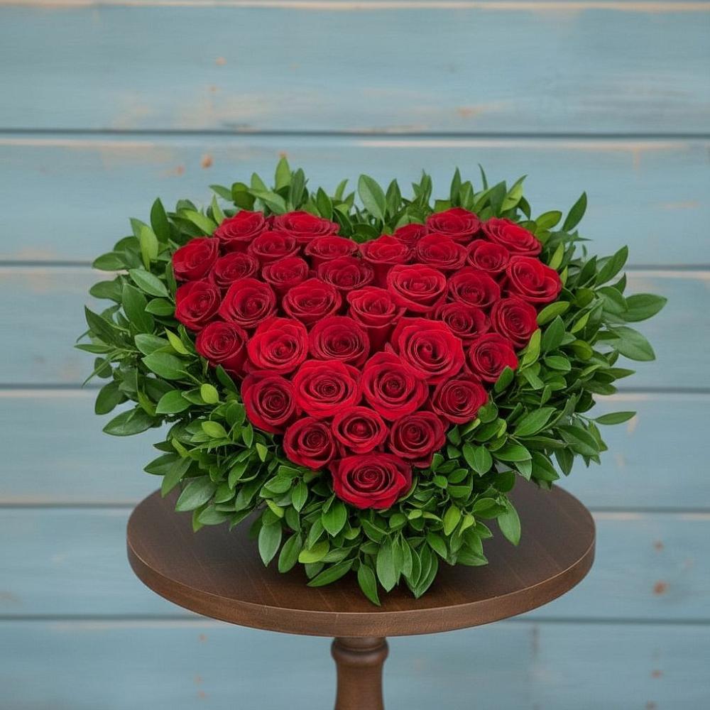 Цветочная композиция из Розы в виде сердца в Бегуницы