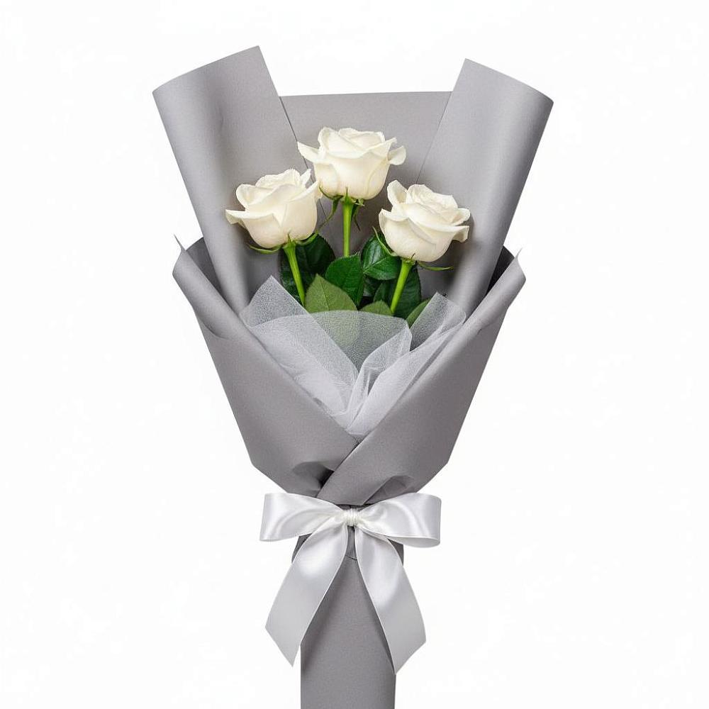 Букет 3 белые розы в Бегуницы
