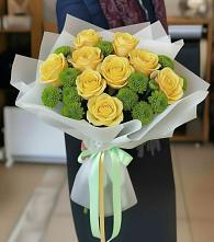 Букет цветов из:  Хризантемы и Розы #REPLACE_PRED# Бегуницы