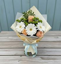 Букет цветов из:  Герберы, Розы и Хризантемы #REPLACE_PRED# Бегуницы