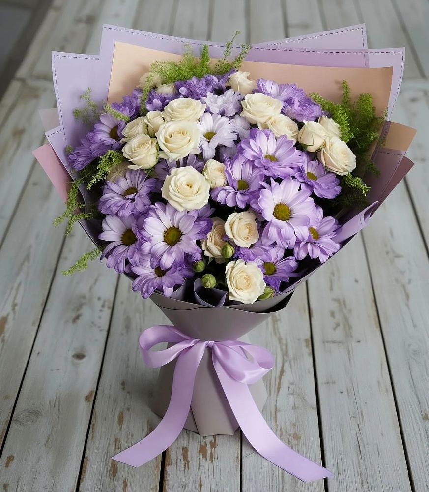 Букет цветов из: Хризантемы и Розы в Бегуницы